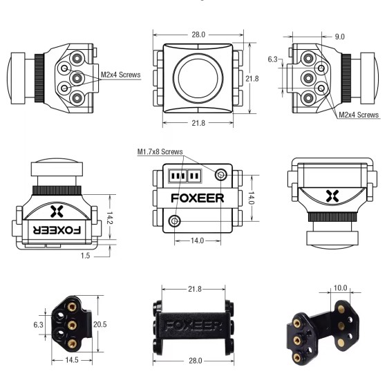 Foxeer Mini 2.1mm Lens 1200TVL 4:3 PAL NTSC 4.5V-25V Input Voltage Racing Drone Accessories 4K Resolution RC UAV